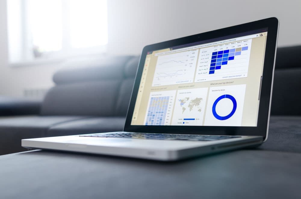 Laptop showing an analytics dashboard