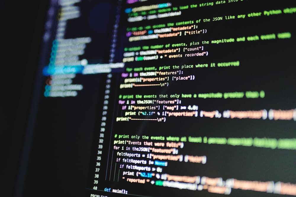 Source code displayed on a monitor
